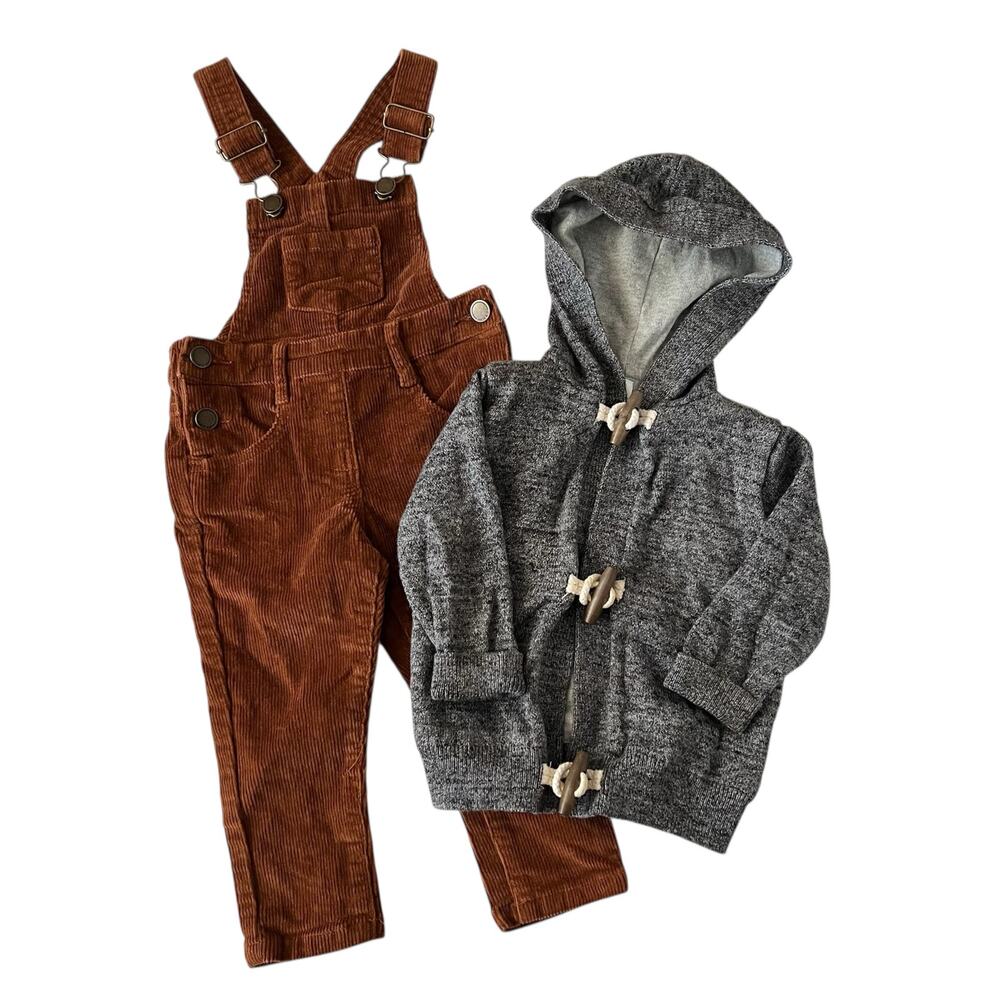 Jamie Kay overalls & Baby Gap hoodie